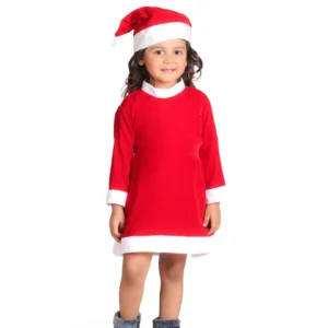Santa Costume For Girls - Mrs Girls Santa Costume With Santa Cap (Velvet)