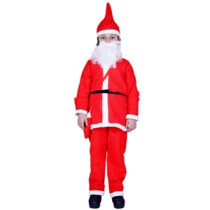 Premium Santa Claus Costume for Kids – Complete 6-Piece Christmas Dress Set (Jacket, Pant, Hat, Pouch, Beard & Belt)