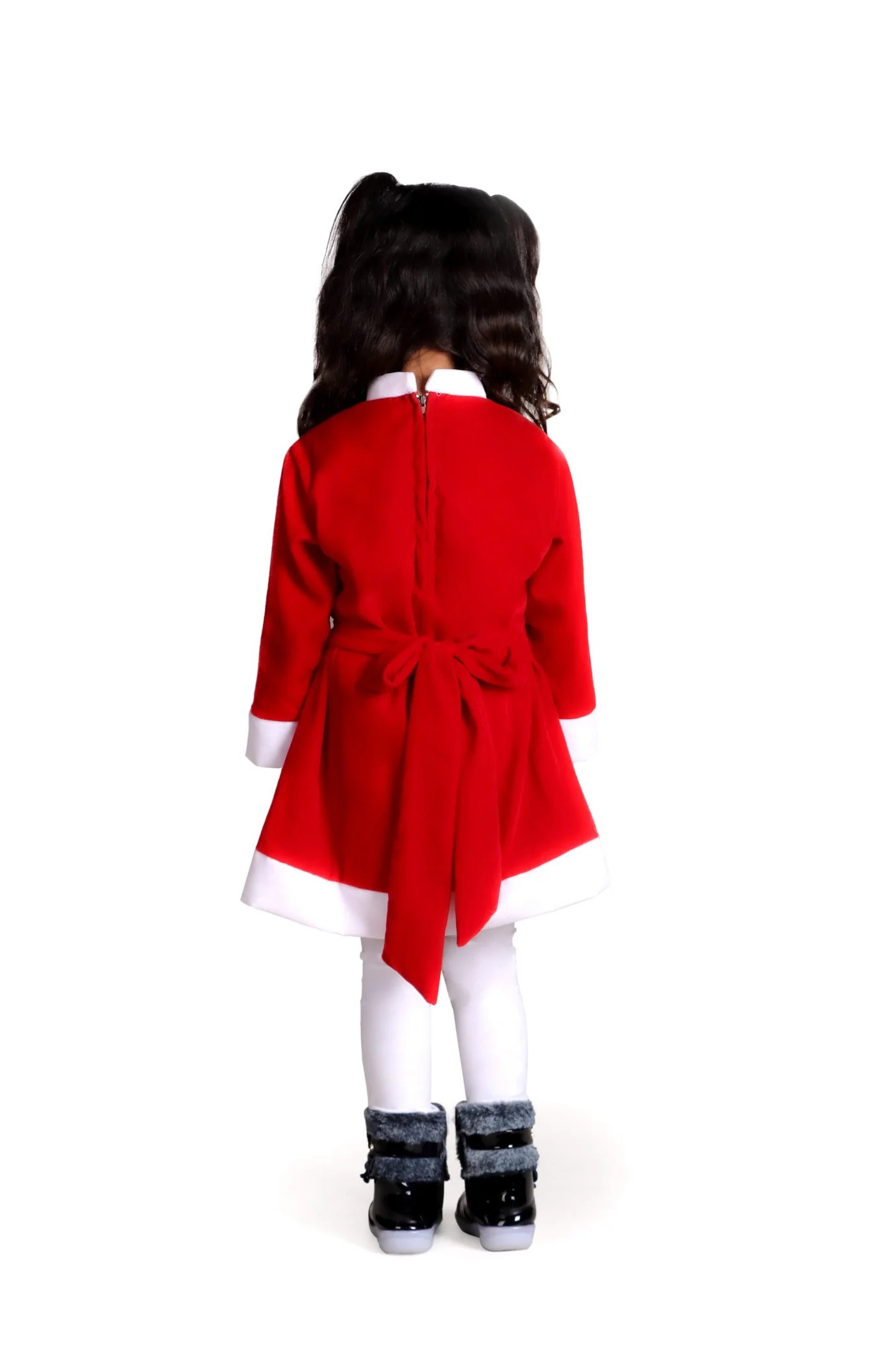 Santa Claus Dress Christmas Santa Costume for Girls With Santa Cap - Image 5